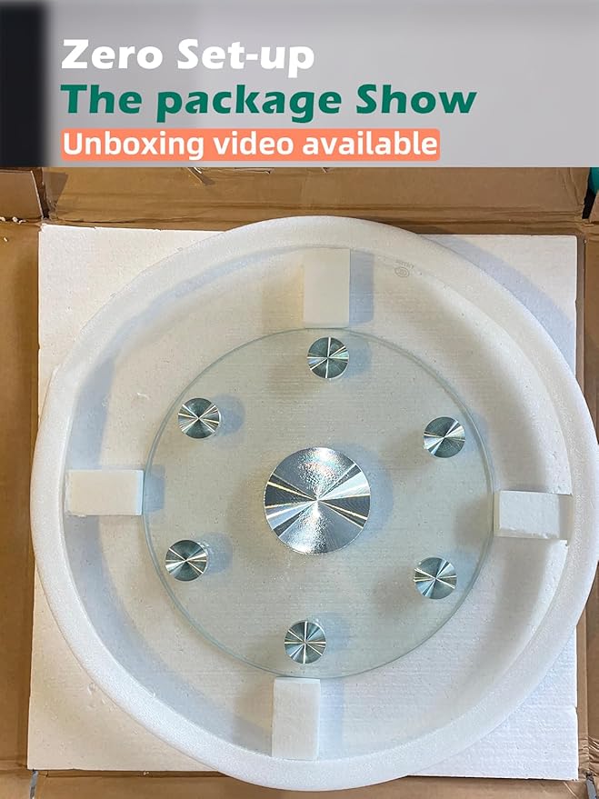 22.8 inch Lazy Susan for Table Top Tempered Glass Rotating Serving Tray for Dining Table, Kitchen Lazy Susan Organizer Spinning Rotating Food Server Party Centerpieces