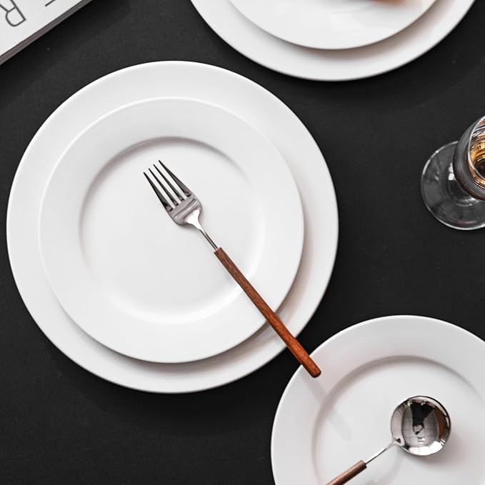 White Ceramic Dinner Plates Set of 4, 12 Inch Large Porcelain Dinner Plates for Salad, Pasta, and Steak – Microwave and Dishwasher Safe Dinnerware