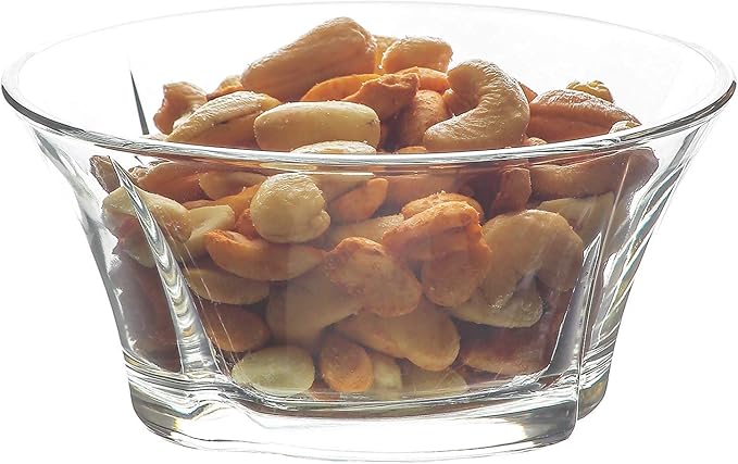 LAV Elegant Glass Dessert, Snack Bowl Set of 6 - Stackable - 10 oz for Parfait, Porridge, Snacks, Side Dishes, Pudding, Fruit Salad, Ice Cream, Small Bowls - Dishwasher Safe, Kitchen Prep, Tableware