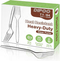 7.1" Clear Plastic Forks Heavy Duty with Heat Resistant & BPA Free, Solid and Durable Plastic Cutlery, Premium Disposable Forks for Party Supply(84 Count)