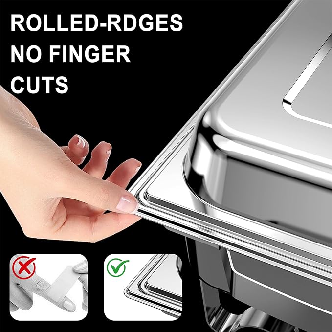 Chafing Dishes for Buffet 4 Pack, 11QT [Large Size and Sturdy] Stainless Steel Food Warmers for Parties Buffet [Silver Colors] Catering Supplies Buffet Display