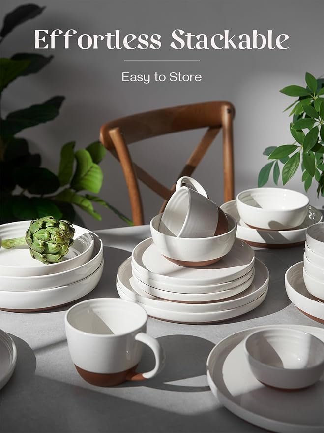 DOWAN 10.5" Large Dinner Plates Set of 6, Ceramic Salad Plate, Microwave, Oven & Dishwasher Safe, Moon-White Design Perfect for Party Dessert, Wedding Appetizer, Birthday, Mothers Day Gifts