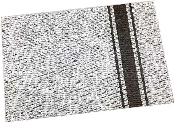 Gugrida Silver Placemats Dining Table, Heat-Resistant Placemats Stain Resistant Anti-Skid Washable PVC Table Mats Woven Vinyl Placemat, Set of 6