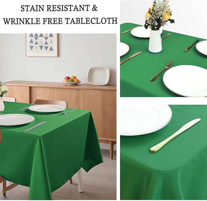 8 Pack Green Table Cloth 60 x 102 Inch Rectangular Tablecloth for 6 Foot Rectangle Tables, Wrinkle Resistant Washable Rectangle Fabric Table Covers for Wedding Party Banquet Buffet and Camping