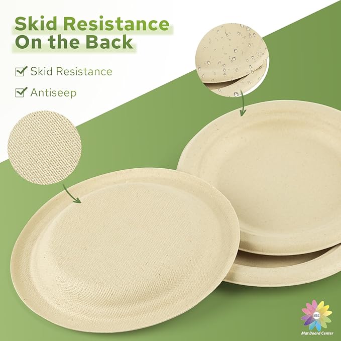 Mat Board Center, 6-Inch, 1000-Count, Compostable Plates, Natural Bamboo Fibers, Everyday Tableware -– Disposable Round Shape - Microwave-Safe - Gluten-Free - Eco-Friendly