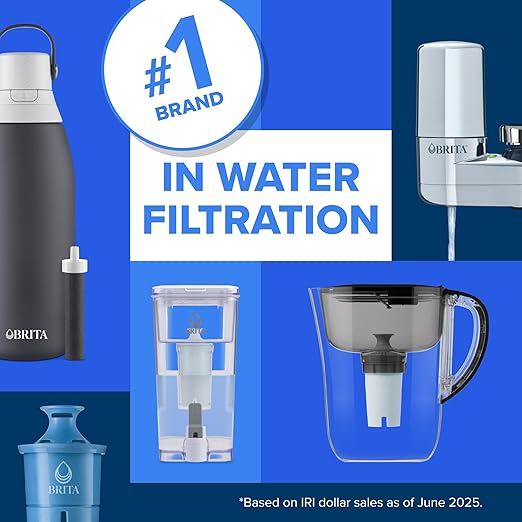 Brita Small 6 Cup Water Filter Pitcher, 1 BritaPlus Filter, Metro, Black (Package May Vary)