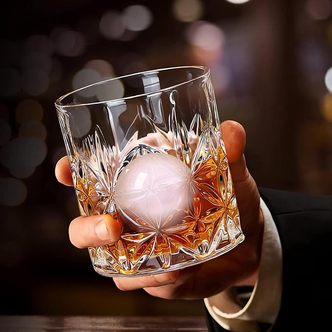 Crystal Whiskey Glass Set of 2 - Old Fashioned Bourbon Glasses, Perfect for Scotch and Cocktails (Style 1,2pcs)
