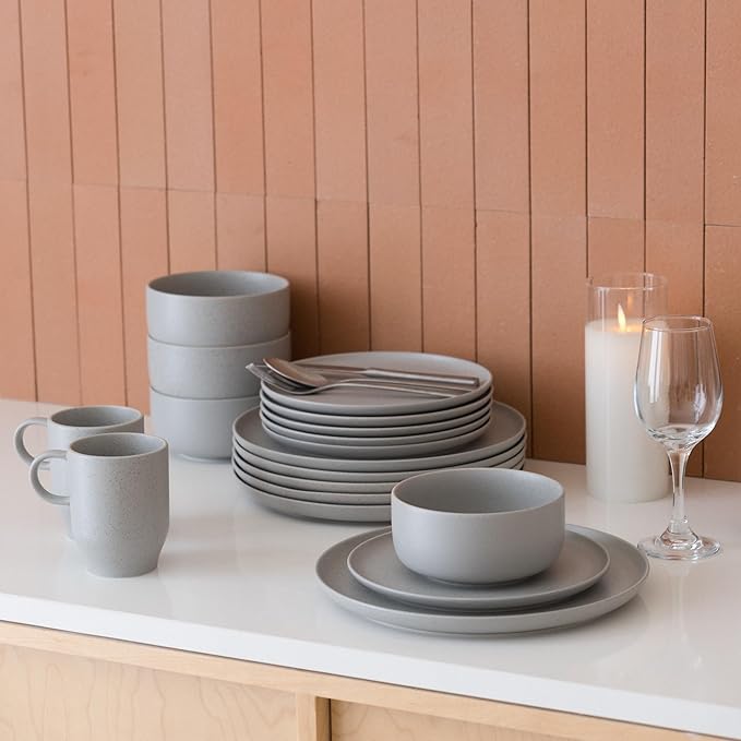 WENSHUO Dinner Plates Set of 6, Chip and Scratch Resistant (Sandstone Gray, 10.5 Inch)