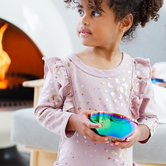 Ahimsa Stainless Steel Bowls for Kids, Durable Pediatrician Designed Toddler Snack Bowl, Premium Non Toxic Metal, Easy to Clean & Dishwasher Safe, Set of 4 Rainbow