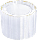 DaYammi 60PCS Clear Plastic Plates Heavy Duty Clear Disposable Plates 7.5” Fancy Gold Dessert Platos Small Cake Plates Appetizer Platos Hard Round Plastic Disposable for Wedding and Party