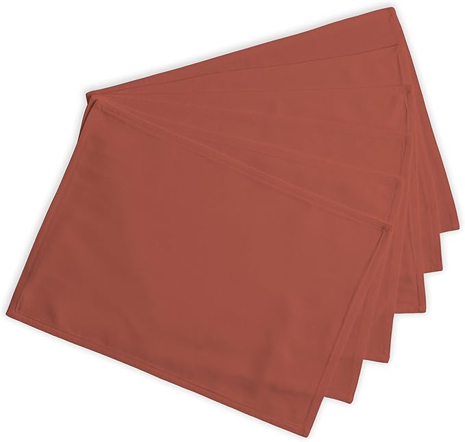 Calicot Placemats Set of 6 100% Cotton Washable Cloth Place Mats, Reusable Table Mats for Spring/Summer & Christmas Decorations Kitchen Dining Party Wedding (Burnt Sienna Brown, 13" x 19")