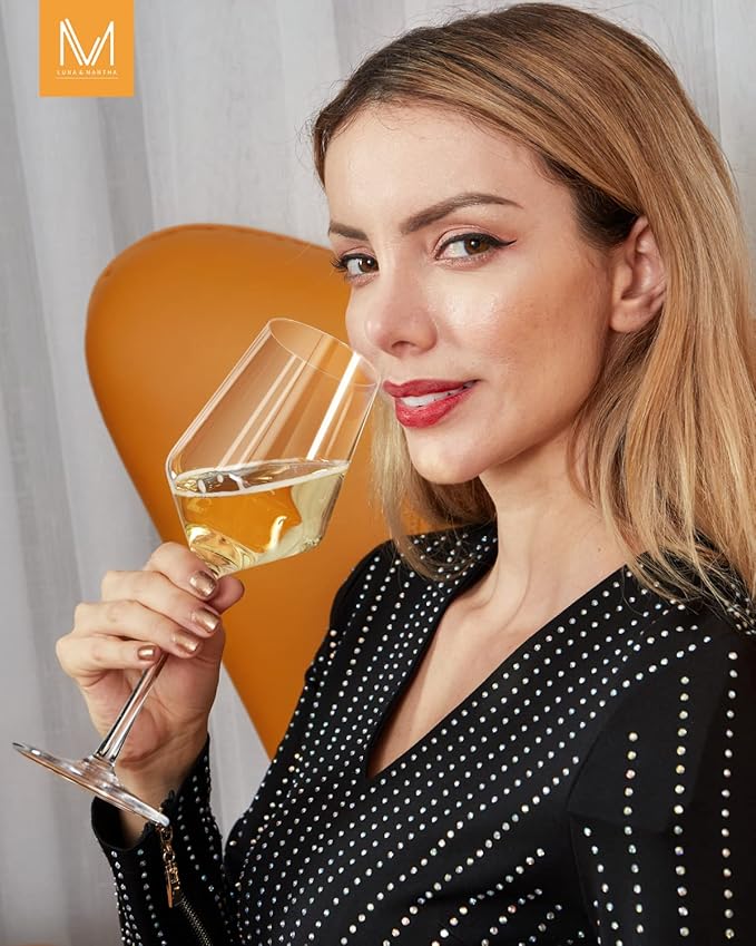 Red Wine Glasses Set of 6, Premium Crystal Wine Glasses Hand Blown, 15 oz,Thin Rim,Long Stem,Perfect for Red or White,Daily Use,Unique Wedding Anniversary or Birthday Gift