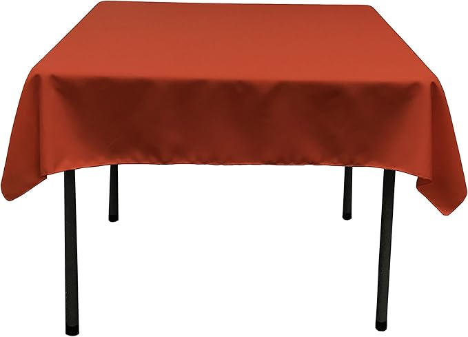 LA Linen Polyester Poplin Washable Square Tablecloth, Stain and Wrinkle Resistant Table Cover 58x58, Fabric Table Cloth for Dinning, Kitchen, Party, Holiday 58 by 58-Inch, Rust