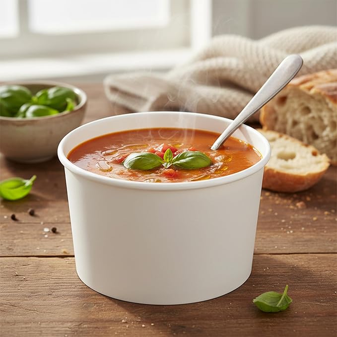 Smarty Had A Party 500 Squat Paper Soup Cups 12 oz Disposable White Paper Soup Cups for Hot Food Container Use