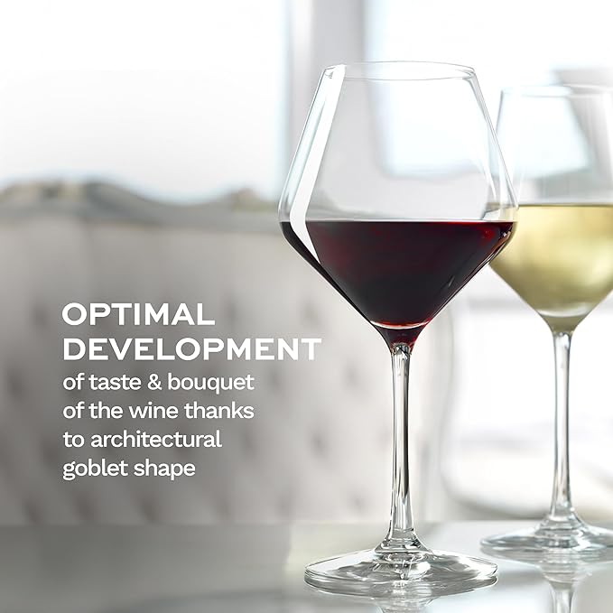 Stölzle Lausitz Burgundy Glasses Revolution Set of 6, 18 ½ oz – Elegant Red Wine Glasses for Burgundy – Premium Crystal Wine Glasses for Maximum Flavor Development – Dishwasher & Break Resistant
