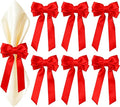 Bow Napkin Rings Set of 6 Luxury Soft Red Velvet Napkin Holders, Elegant Bow Design for Christmas Holiday Dinner Wedding Party Table Decor