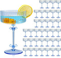 XUWAIDSGN 50 Pcs Champagne Martini Glasses 9 Oz with Gilded Removable Gold Rim Coupe Glasses Pink Martini Glasses Plastic Mimosa Vintage Coupe Glasses Set For Wedding Anniversary (50, Clear Blue)