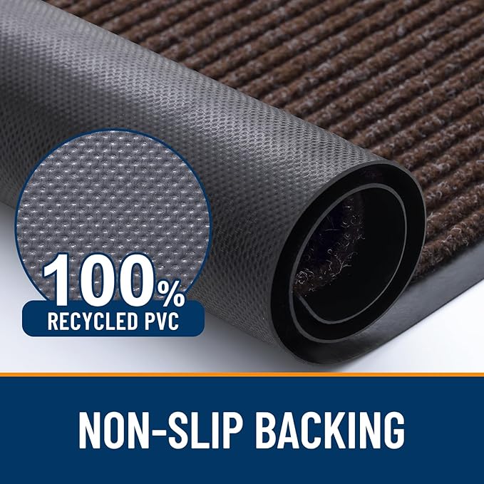 OLANLY Front Door Mat Indoor Outdoor Entrance, Waterproof Heavy Duty Doormat, Fade Resistant, Low Profile, Easy Clean Patio Porch Welcome Floor Mats for Entry, 71x30, Tan