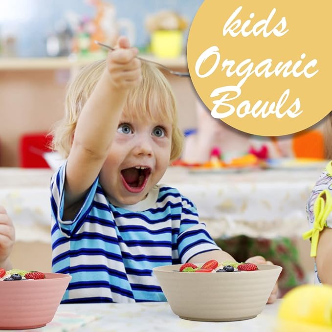Wrova Wheat Straw Bowl Sets,6 PCS Unbreakable Cereal Bowl 36 OZ,Microwave and Dishwasher Safe Bowls,Alternative Plastic Bowls Reusable for Fruit,Oatmeal and Salad (Colorful)