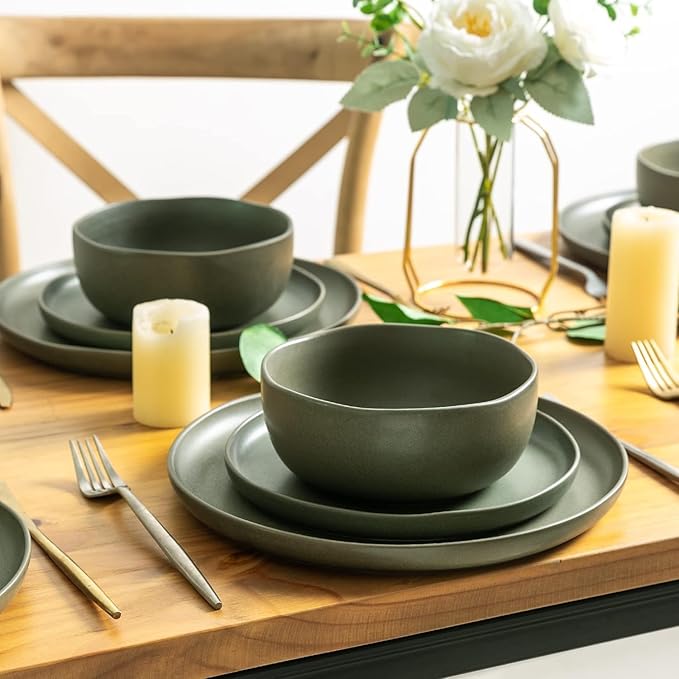 AmorArc Stoneware Cereal Bowls for Kitchen, 28oz Large Ceramic Soup Bowls Set of 6 for Meal Soup Snacks, Oven,Dishwasher&Microwace Safe Kitchen Bowls with Wavy Rim, Reavtive Glaze