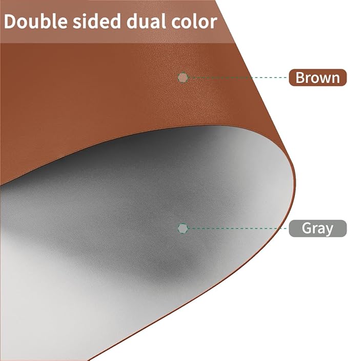 Leather Table Cover,1.8mm Thick,48x60 Inch Table Protector,Table Protector for Dining Room Table,Table Pads for Dining Room Table Rectangular.(Brown+Gray,48x60)