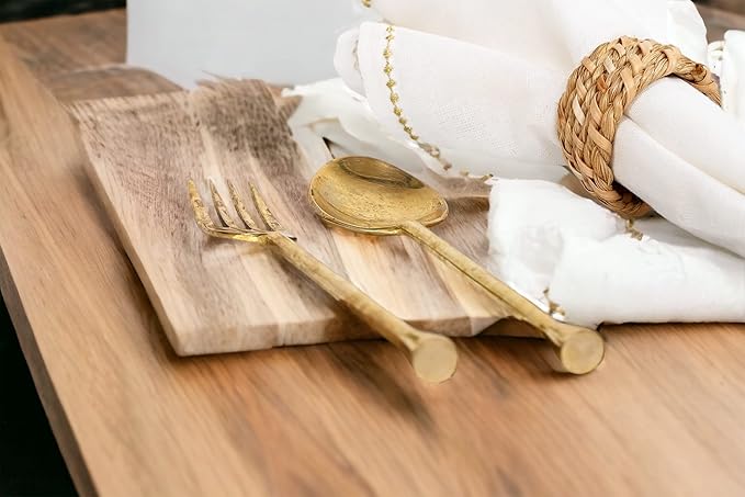 Napkin Rings Set of 12 - Handwoven Rustic Rattan Napkin Holders Table Decor for Dinners, Weddings, Holidays, Parties & Everyday Use - Natural Tan - Serviette Rings (Brown) - ALPHA Living HOME