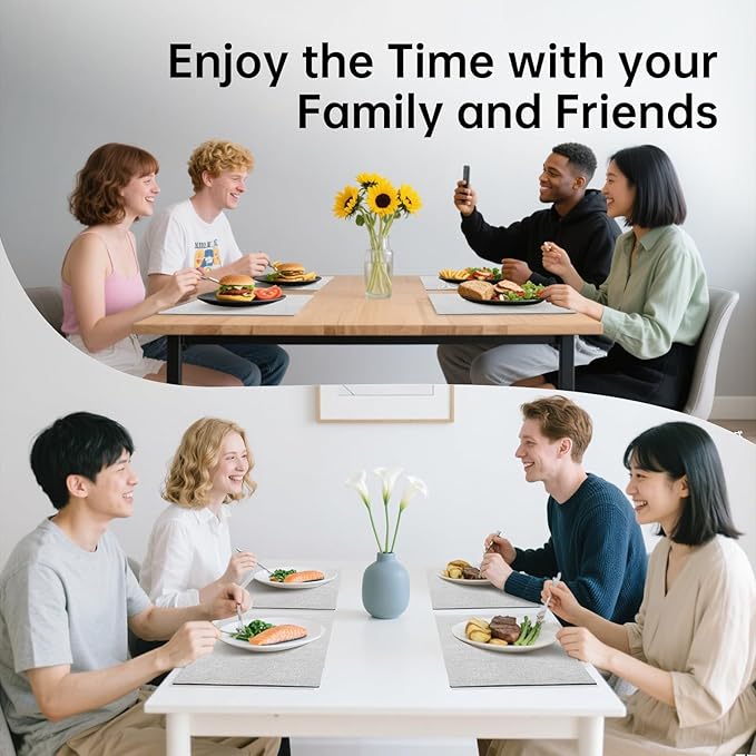 Blue Forest Placemats Set of 8, Dual-Layered Thickened Faux Linen Table Mats Heat Resistant Machine Washable Wrinkle Free Place Mats for Kitchen Dining Outdoor/Indoor (Cream Beige)