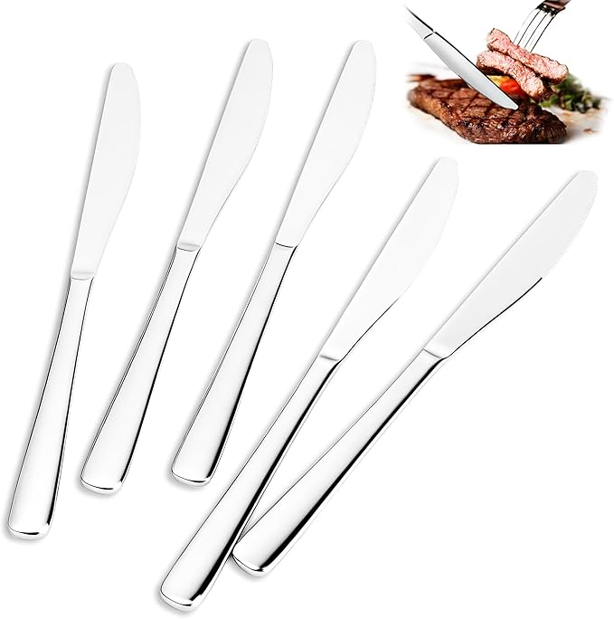 24 Pieces Butter Knives Set - 9 Inches Butter Knife, Food Grade Stainless Steel Dinner Knives Set, Mirror Polished Knife Silverware for Home, Restaurant, Kitchen, Dishwasher Safe