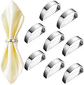 20 Pcs Stainless Steel Napkin Rings Metal Napkin Ring Holders Valentine's Day Modern Serviette Buckles Metallic Adornment for Spring Table Kitchen Dinner Party Wedding(Bright Silver Semicircle)