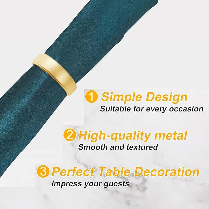 16 Pcs Matt Gold Napkin Rings - Metal Napkin Ring,Stainless Steel Napkin Rings for Table Settings Wedding Christmas Party Dinner Table(Semicircle)