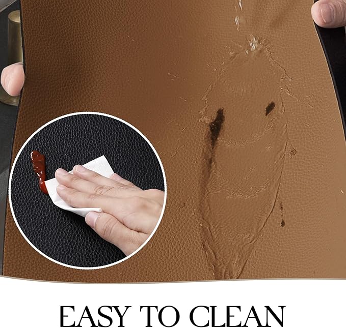 MOSAYT Vinyl Placemats Set of 6, Heat Resistant Place Mats 100% Waterproof Washable & Wipeable Faux Leather Reversible Table Mats for Kitchen Dining Party Indoor Outdoor, 12" x 17", Black/Brown