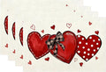 Valentine's Place mats Set of 4,12x18 Inches Red Love Heart Valentine's Decor Placemats Rectangle Mother's Day Wedding Anniversary Decoration Table Mats for Party Home Kitchen Dining Table