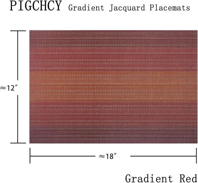PIGCHCY Placemats Set of 12 Washable Durable Place Mats Vinyl Heat Resistant Non-Slip Table Mats Indoor Outdoor (Scarlet Red)