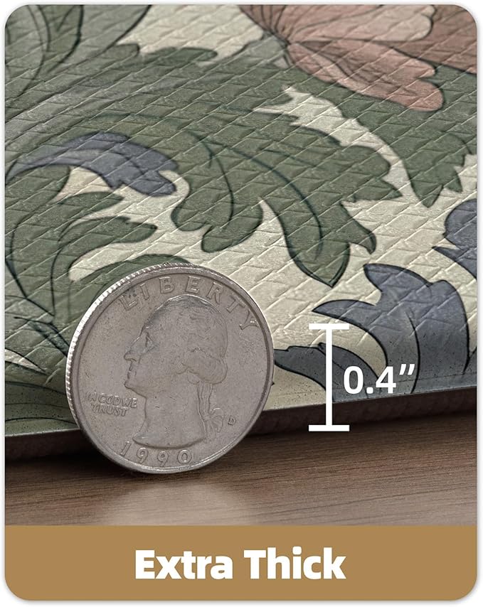 Color&Geometry Floral Kitchen Mat 24"x59", Anti Fatigue Mats for Kitchen Floor, Kitchen Rugs Non Slip, Waterproof & Oil Proof Kitchen Runner for Standing Desk Office, Sink - Floral Beige