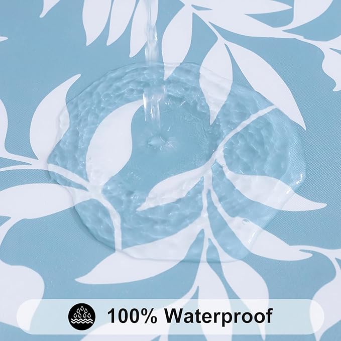 Smiry Rectangle Table Cloth Cover, Waterproof Elastic Fitted Picnic Tablecloth for 8 Foot Tables, Wipeable Flannel Backed Vinyl Tablecloths for Camping, Dining, Outdoor (Baby Blue, 30" x 96")