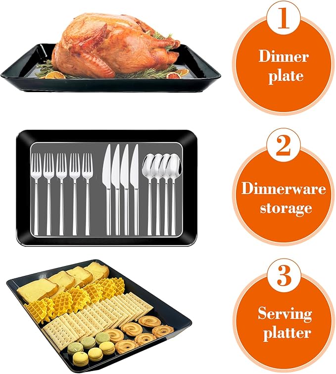 Serving Tray Platter, 5 Pcs Food Tray for Veggie Fruit Snack Dessert Cookie Cheese, Food Trays for Party Supplies Display, Plastic Platters for Serving Food, Large Trays, BPA Free