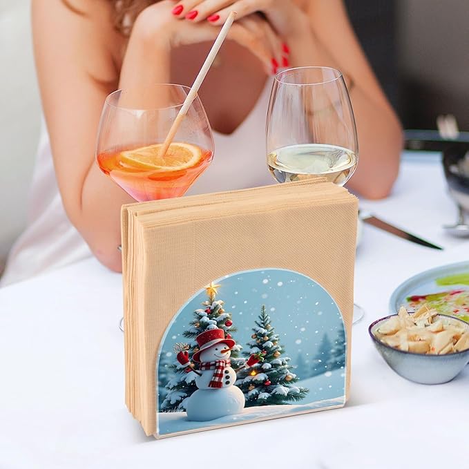 Snowman Christmas Tree Napkin Holder for Table Kitchen Decor Acrylic Paper Napkin Holders for Tissue Dining Room Indoor Outdoor Party Holiday Accessories