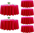 Fokitut 6 Pack Round Tablecloth, 120 Inch, Stain Resistant and Wrinkle Polyester Table Cloth, Fabric Table Cover for Kitchen Dining, Wedding, Party, Holiday Dinner-Red