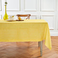 Solino Home Linen Tablecloth 54 x 72 Inch - 100% Pure Linen Chambray Lemon Yellow Table Cloth for Rectangle Tables - Athena, Machine Washable Tablecloth for Spring, Easter