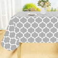 Smiry Rectangle Table Cloth, Waterproof Vinyl Tablecloth with Flannel Backing for Rectangle Tables, Wipeable Spillproof Plastic Tablecloths for Dining, Indoor and Outdoor (60"x102", Light Grey)