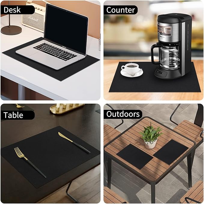 homing Faux Leather Heat Resistant Placemats 8 Packs, Waterproof Wipeable Dining PU Place Mats for Indoor & Outdoor, Easy to Clean, Black