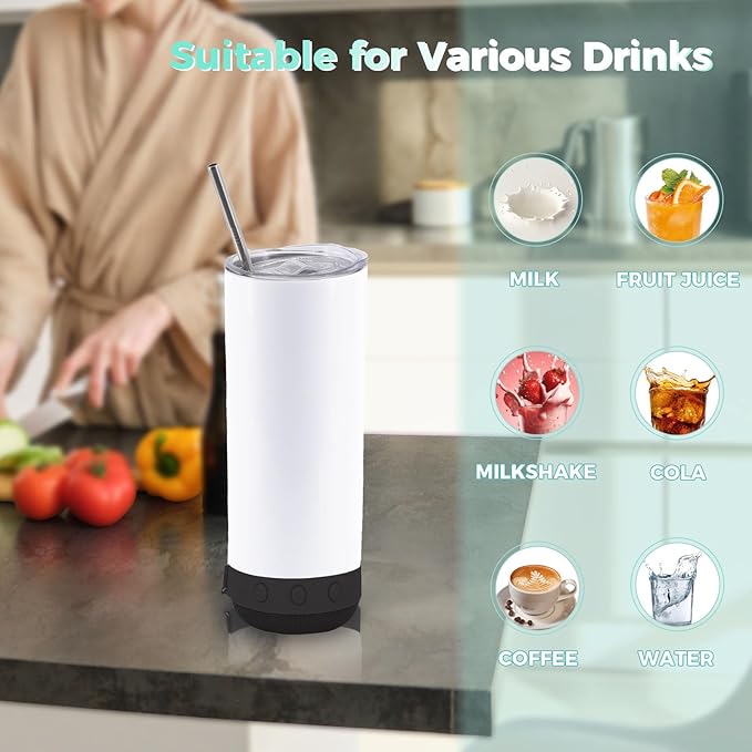12pack 20oz cups Bluetooth Tumbler with Straw and Lid, Double-Wall Stainless Steel Vacuum Insulation Sublimation Tumbler Blank, RemovableRechargeable Bluetooth Wireless Speaker