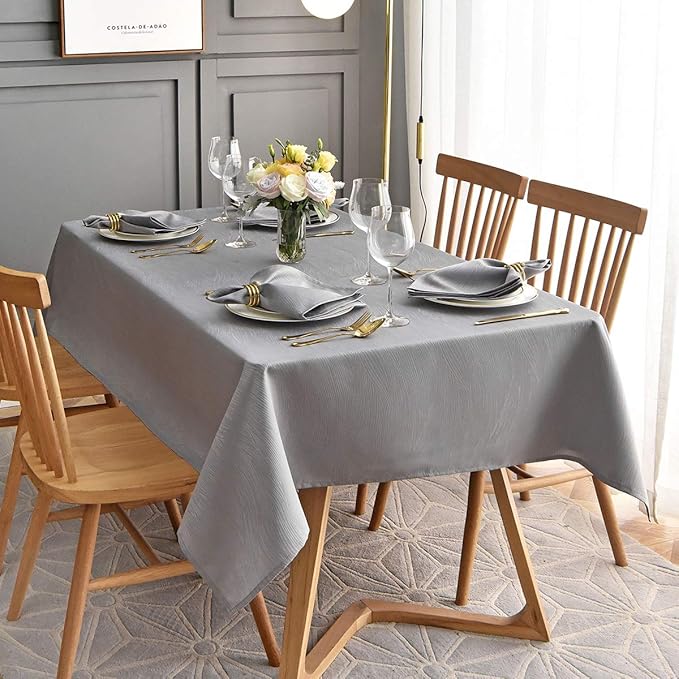 maxmill Square Tablecloth Swirl Design Water Resistance Antiwrinkle Heavy Weight Soft Table Cloth for Buffet Banquet Parties Event Holiday Dinner Square 52 x 52 Inch Light Grey