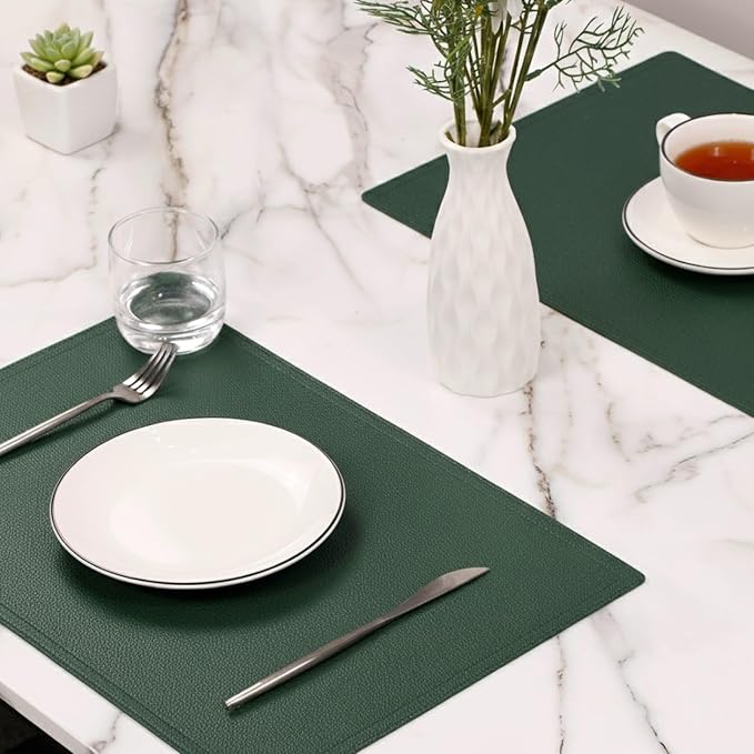 Set of 8 Faux Leather Placemats, PU Table Mats, Waterproof, Stain Resistant, Heat Resistant, Easy to Clean for Kitchen Dining Table,Conference Table