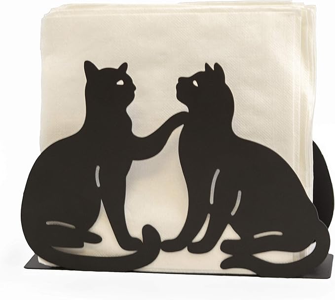 Mango Steam Tabletop Napkin/Tissue & Letter Holder For Home, Kitchen, Restaurants (Cat, Black)