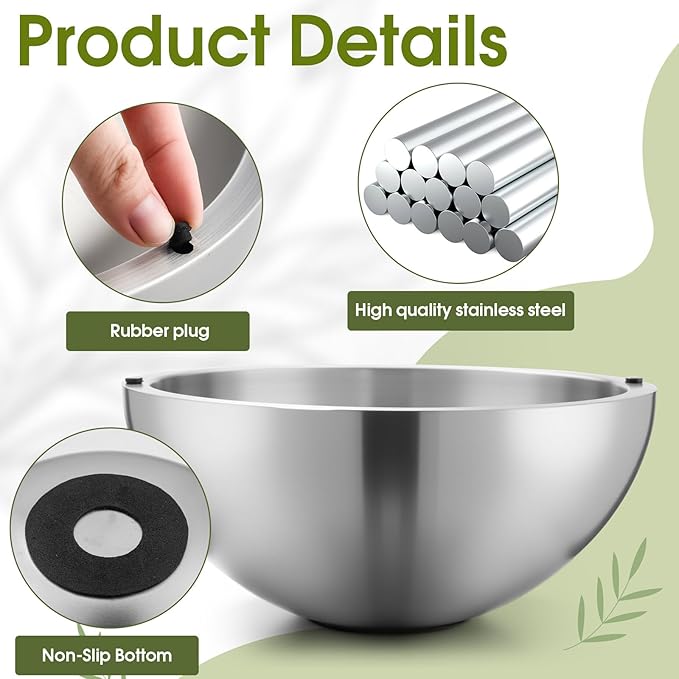 Honeydak 2 Pack 70 oz Dip Chiller Bowl Stainless Steel Double Walled Insulated Ice Serving Bowl for Parties Salsa, Guacamole, Condiments, Sauces, Salad & Food Hot or Cold