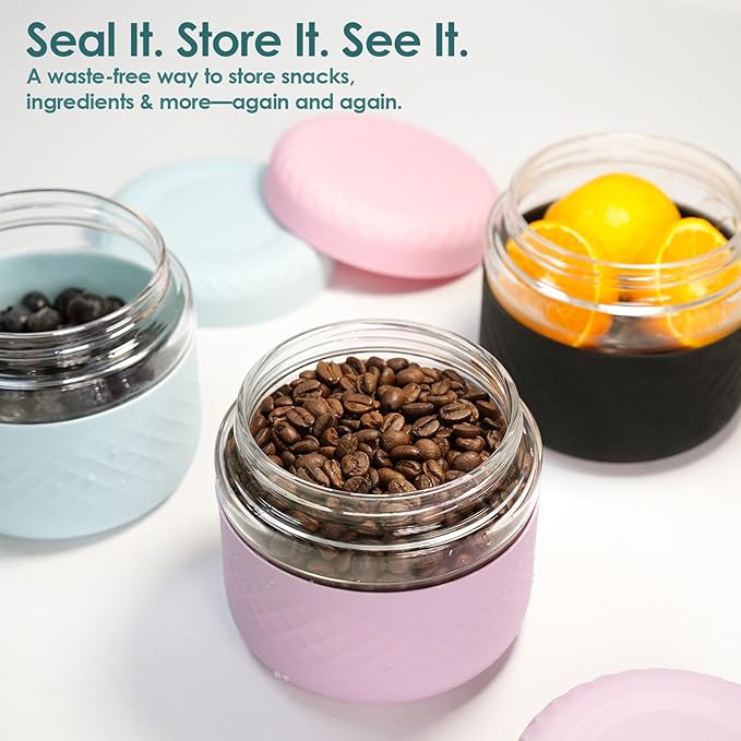 24 oz Glass Lunch Bowl Container with Lid | Leak & Spill Proof, BPA-Free, Microwave & Dishwasher Safe, Airtight Meal Prep & Food Storage Jar for Lunch, Salad, Soup, Overnight Oats, Stew, Yogurt