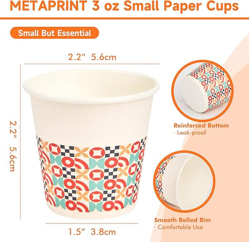 300 Pack 3 oz Bathroom Cups, Disposable Paper Cups with Rolled Rim, Small Paper Mouthwash Cup for Guest Bathrooms, Vanity & Office Use, Puzzle
