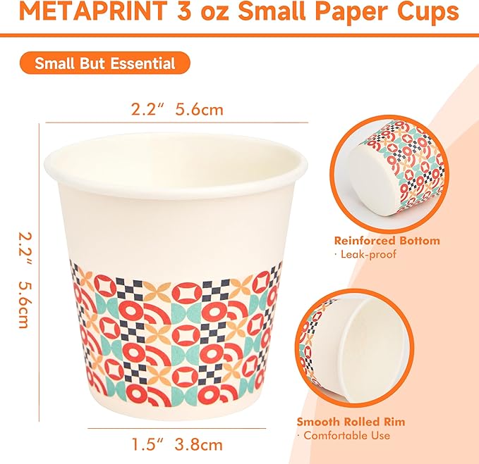 600 Pack 3 oz Bathroom Cups, Disposable Paper Cups with Rolled Rim, Small Paper Mouthwash Cup for Guest Bathrooms, Vanity & Office Use, Puzzle