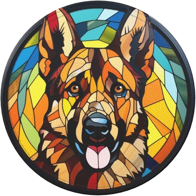 Drink Coaster Set of 6, German Shepherd Dog Mom Lover Gift,Leather Drink Coasters with Holder,6 Pack Cup/Bar/Drink Coasters for Table/Drinks/Coffee Protection Housewarming Gift